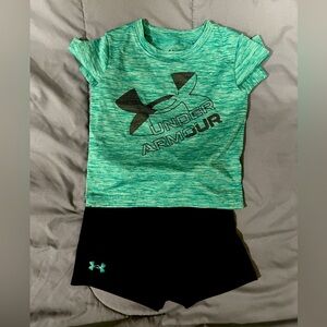 Under Armour toddler Green T-Shirt and Black Shorts Set